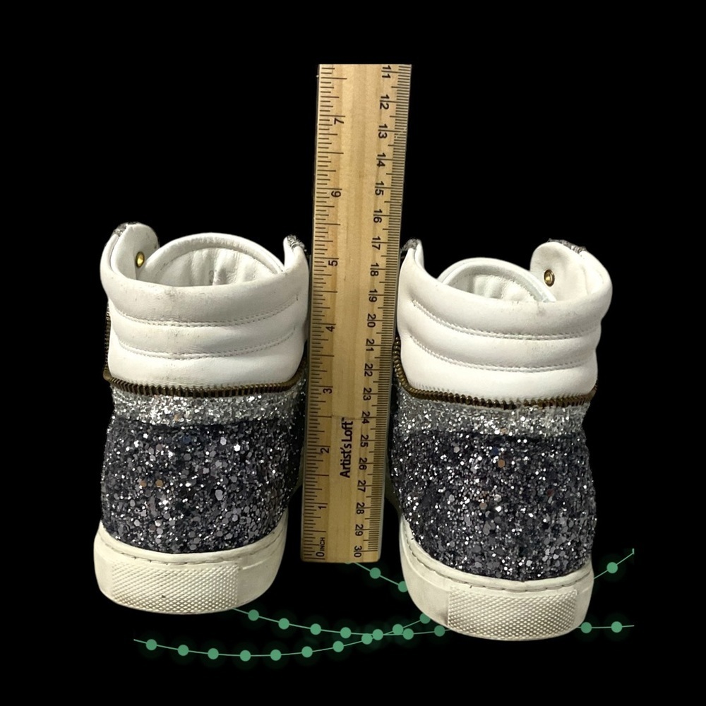 Alessandro Dell’Acqua Sneaker SZ 9 Leather Glitter White Silver Streetwear Women - Picture 11 of 12